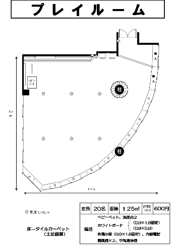 プレイルームの仕様諸元および間取り図
