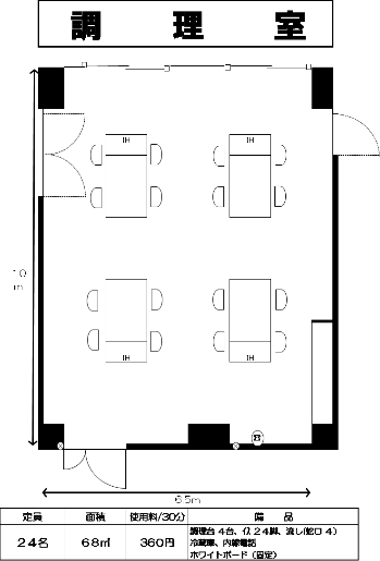 調理室の仕様諸元および間取り図拡大画像