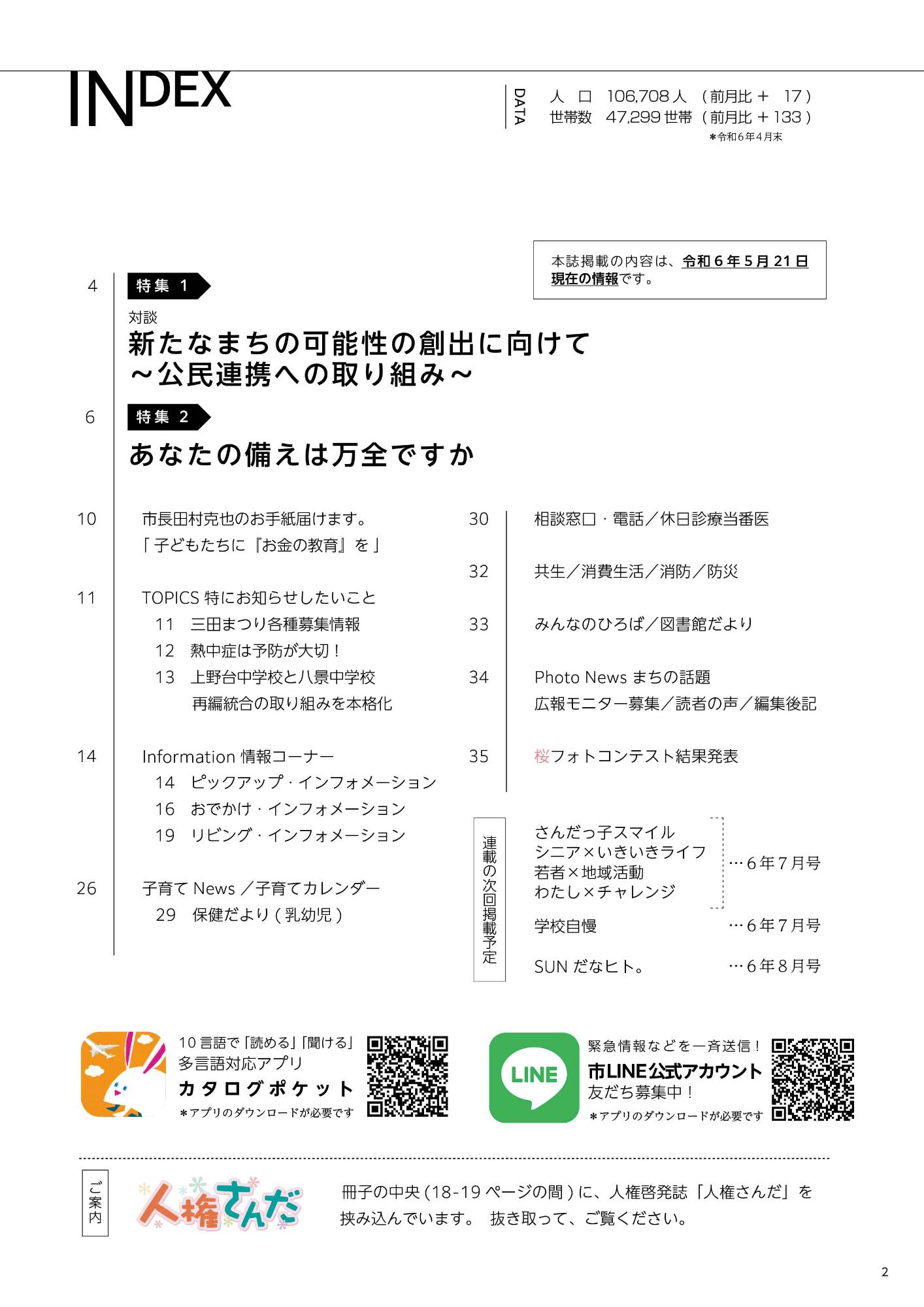 広報さんだ令和6年6月号目次