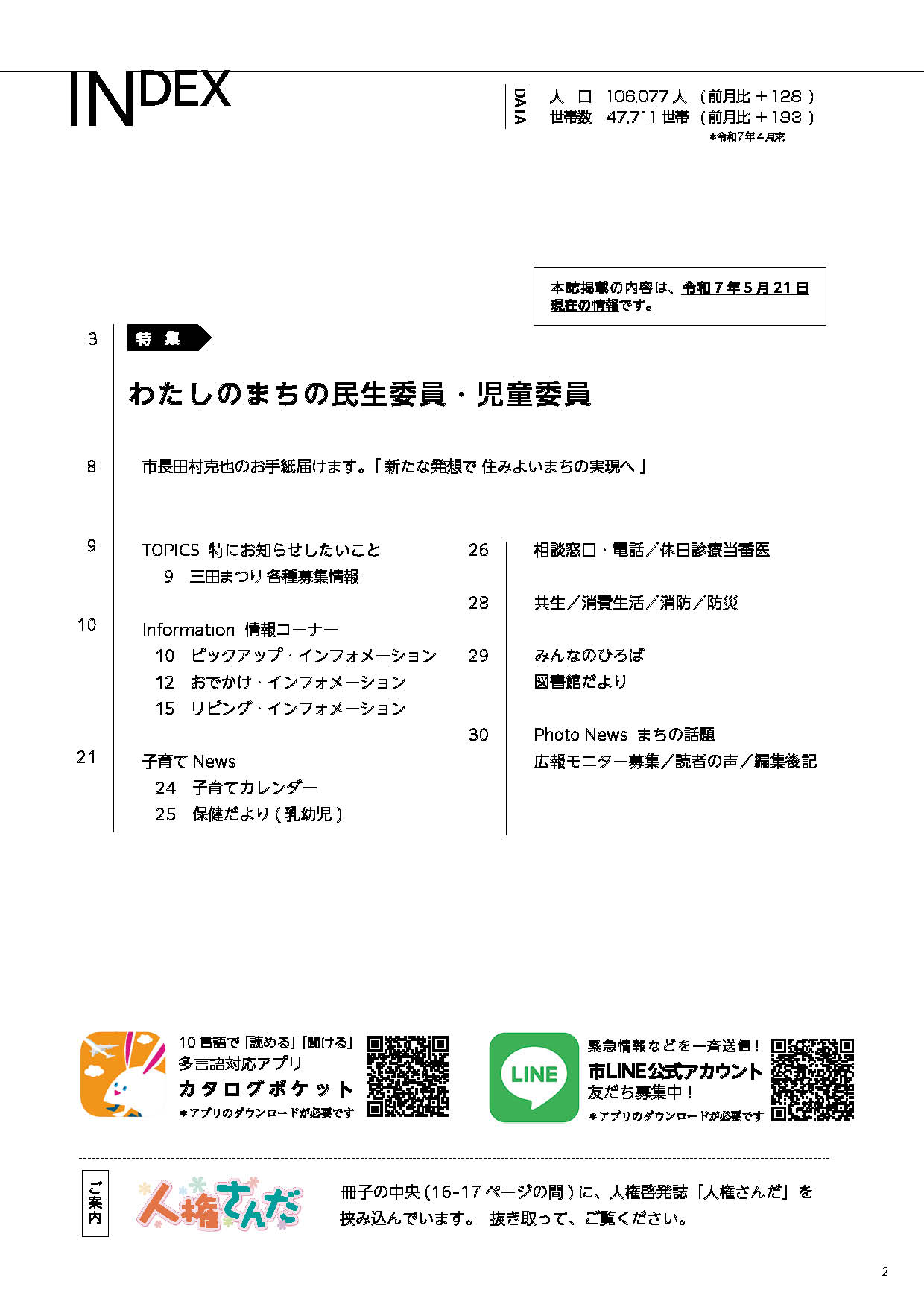 広報さんだ令和7年4月号目次