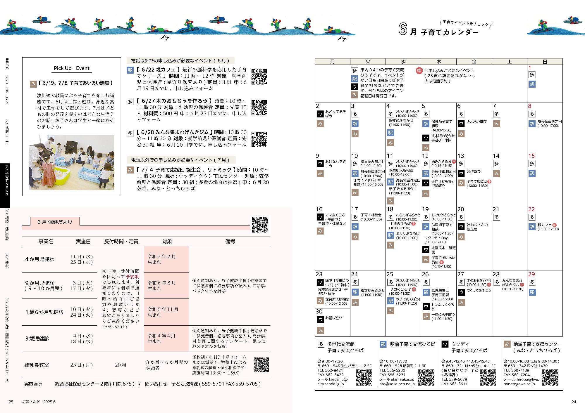 広報さんだ令和7年4月号子育てカレンダー