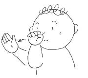 よろしくお願いしますと手話で表しているさんたくん