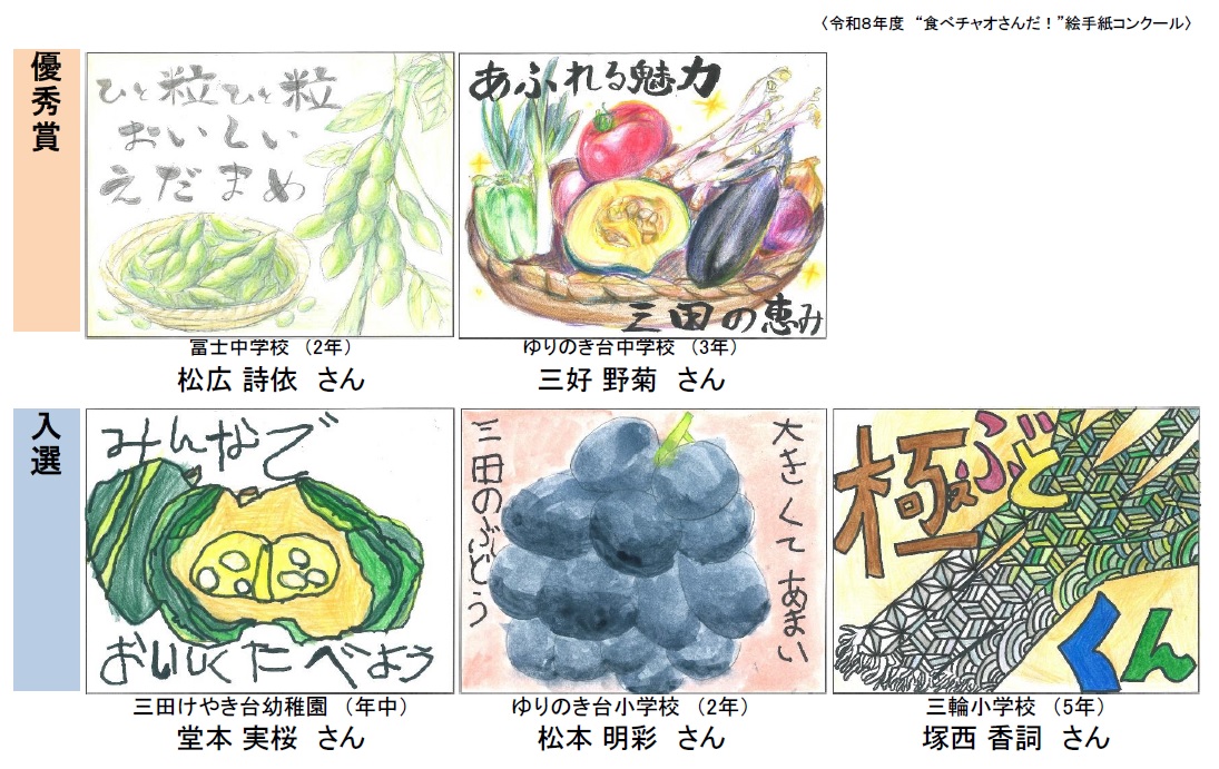 令和8年度食べチャオさんだ絵手紙コンクール受賞作品2