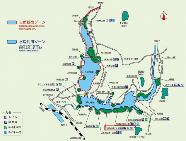 三田市の公園の位置図