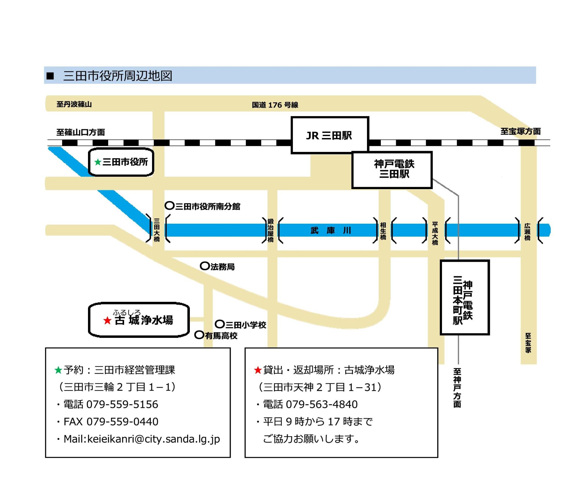 古城浄水場地図