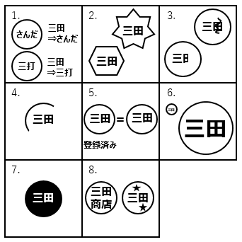 登録できない印鑑の例