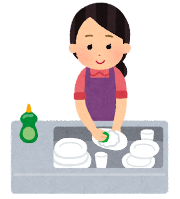 食器を洗う女性
