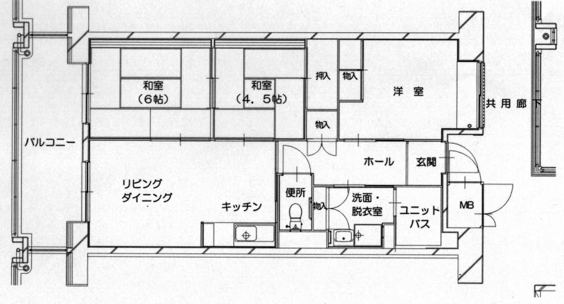三田市営住宅南が丘団地3LDK-2タイプ間取り図