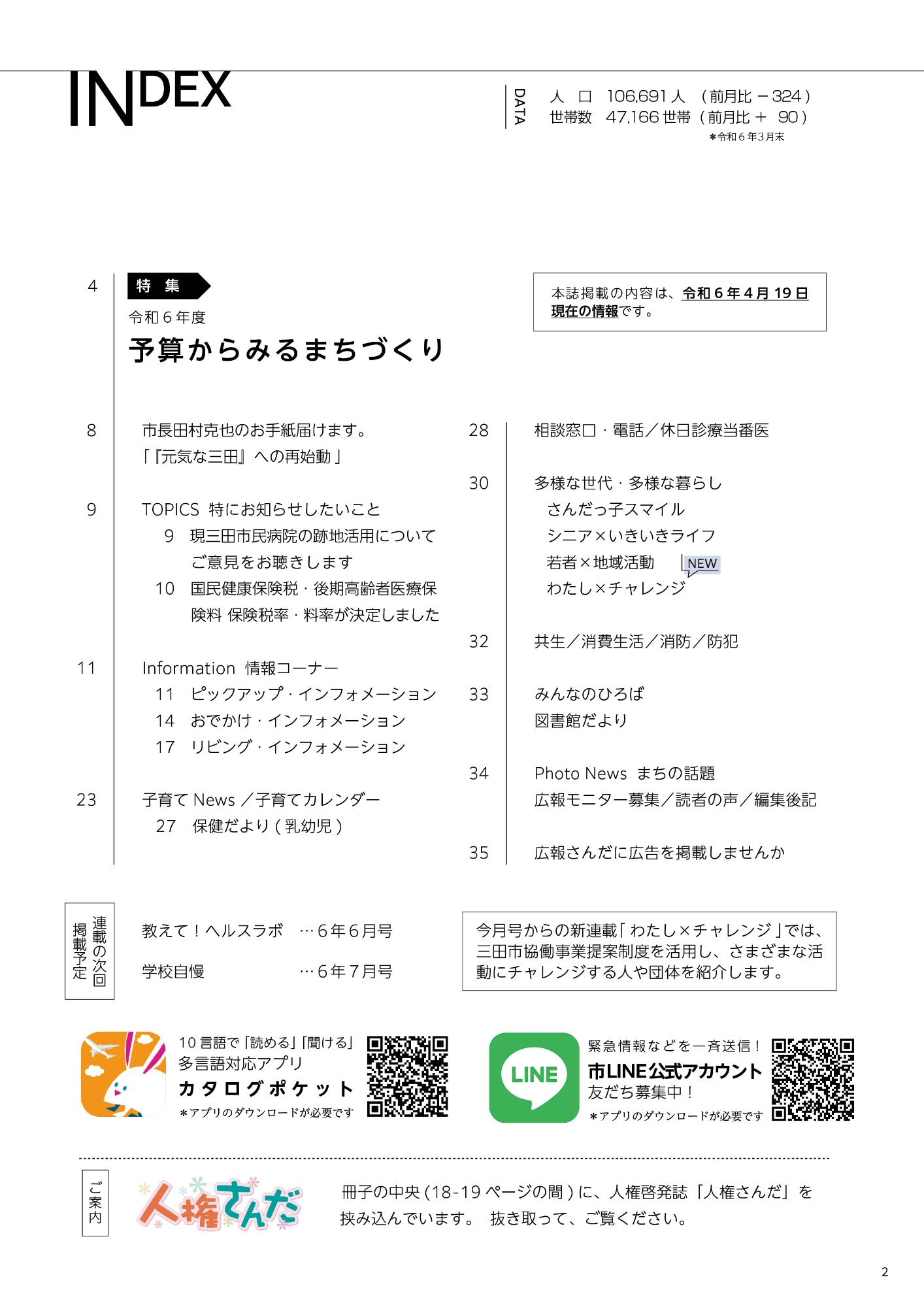 広報さんだ令和6年3月号目次