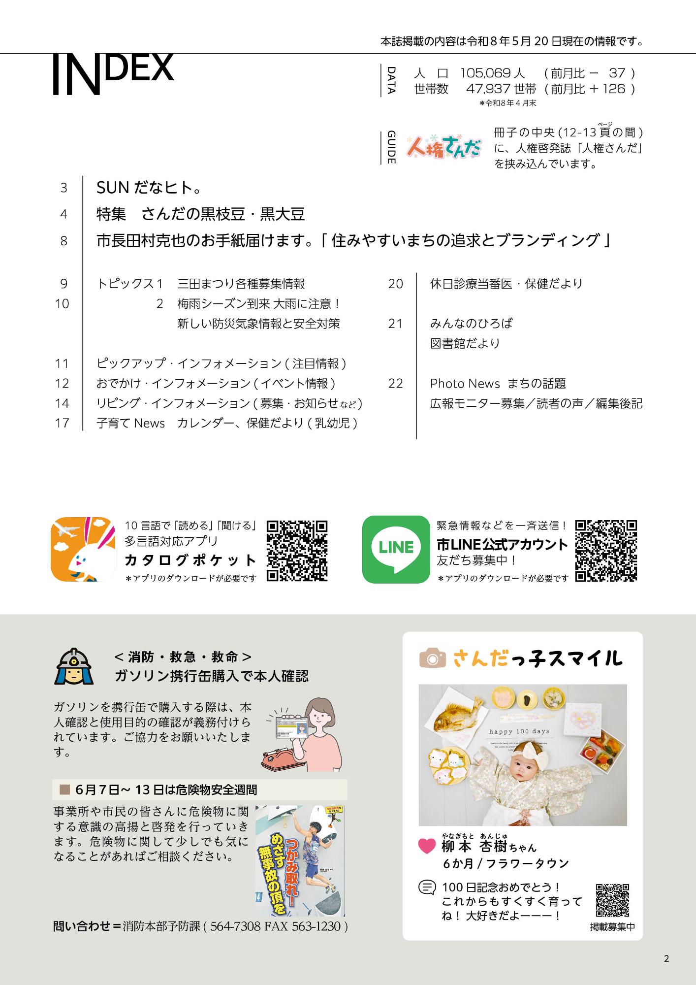 広報さんだ令和8年6月号目次