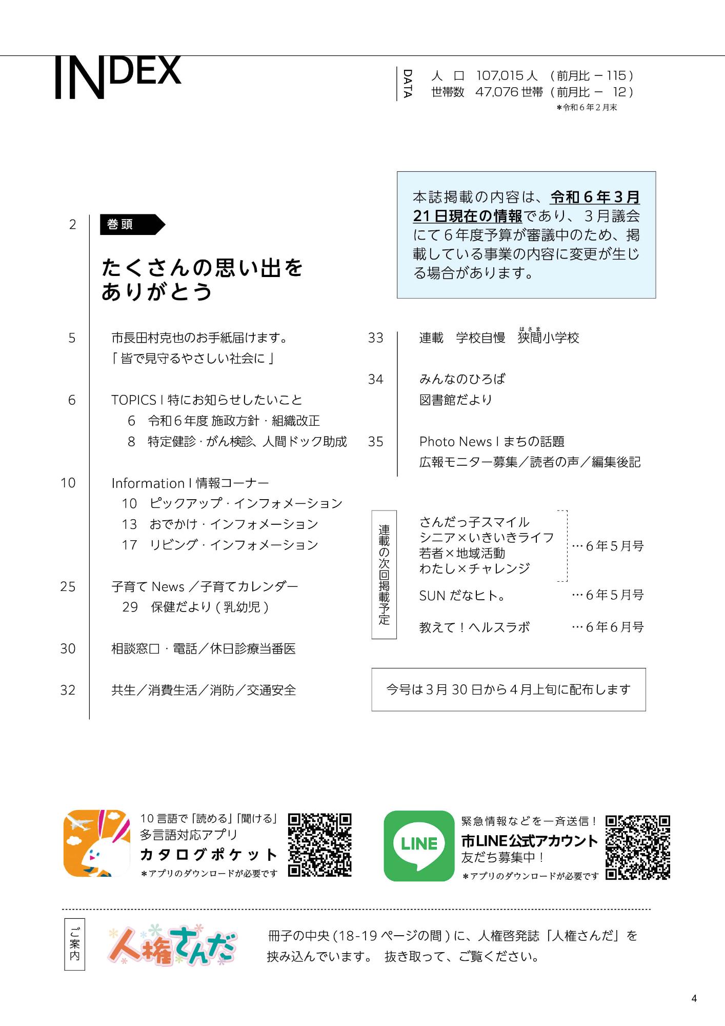 広報さんだ令和6年4月号目次