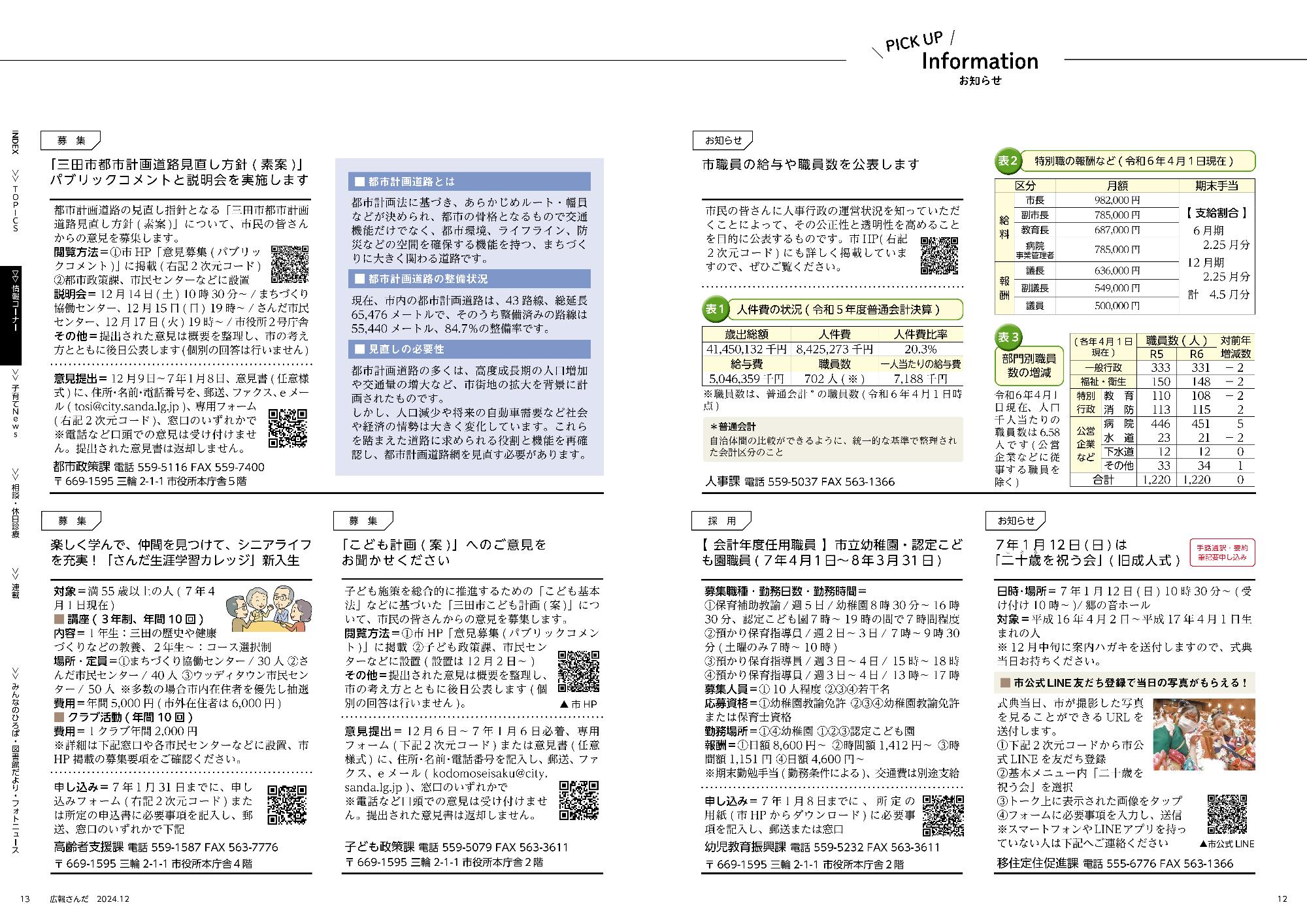 広報さんだ令和6年12月号ピックアップインフォメーション