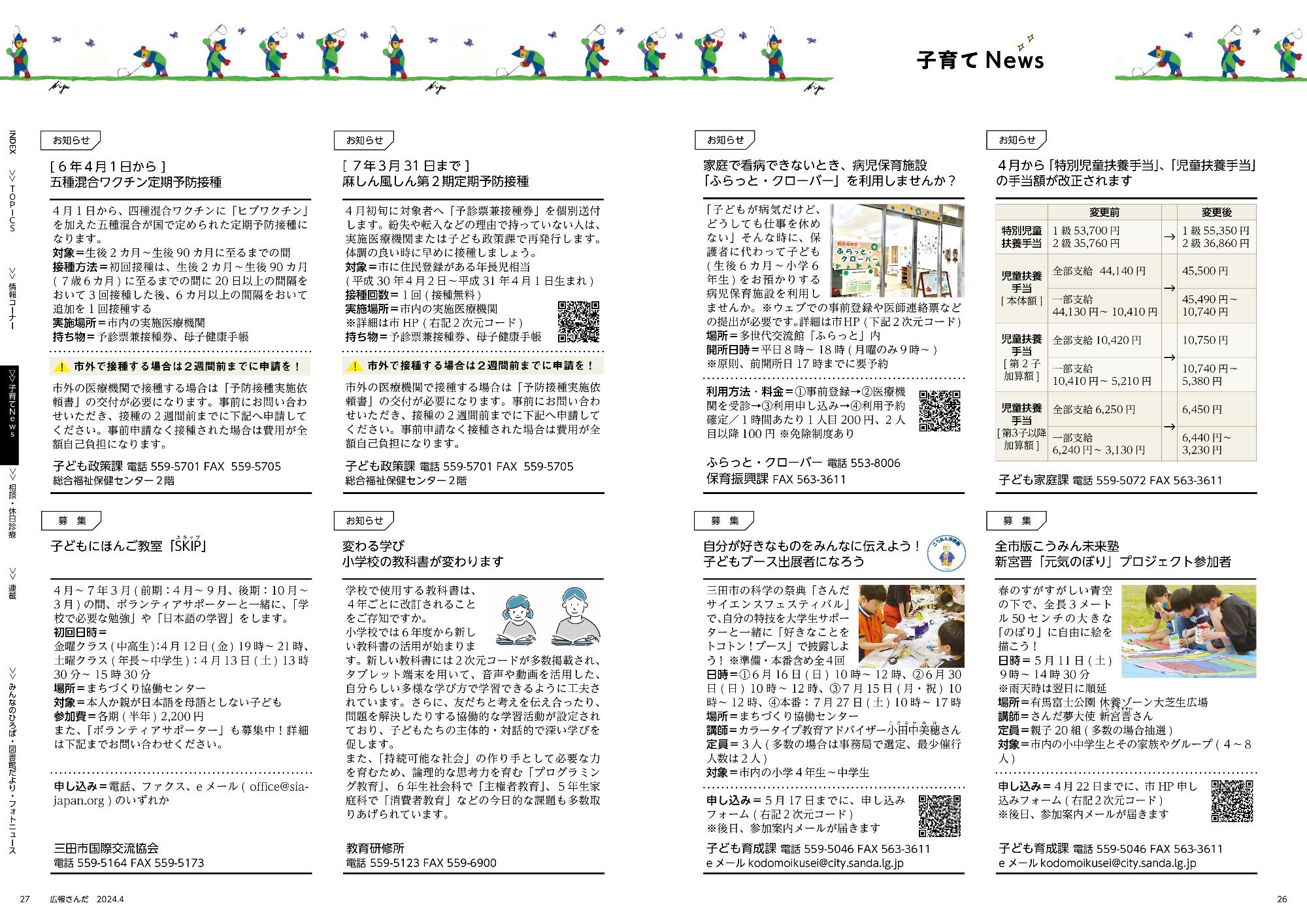 広報さんだ令和6年4月号子育てニュース