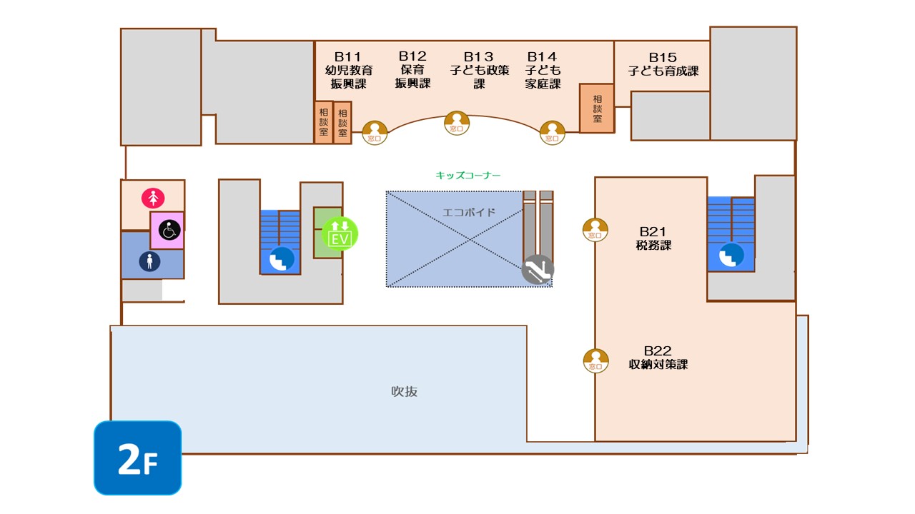 市役所本庁舎2階 フロアマップ