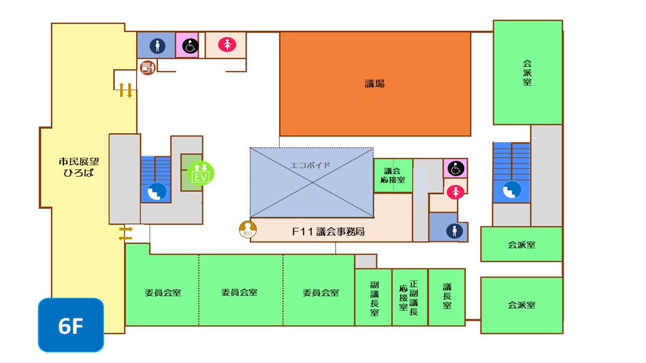 市役所本庁舎6階フロアマップ
