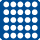 青い四角に25個の白い点が並んでいるマーク