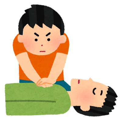 心臓マッサージをしている男性のイラスト