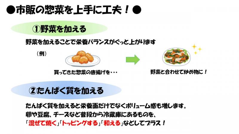 惣菜の工夫ポイントの説明図