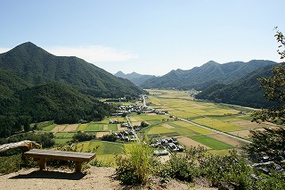 とりで広場から田園風景を一望する写真