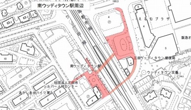 神戸電鉄南ウッディタウン駅の路上喫煙禁止区域の地図