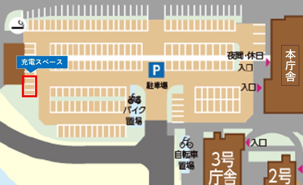 三田市営駐車場の充電スペースが記された地図R7.12.1