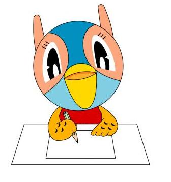 紙を置いて鉛筆を持っているキッピーのイラスト