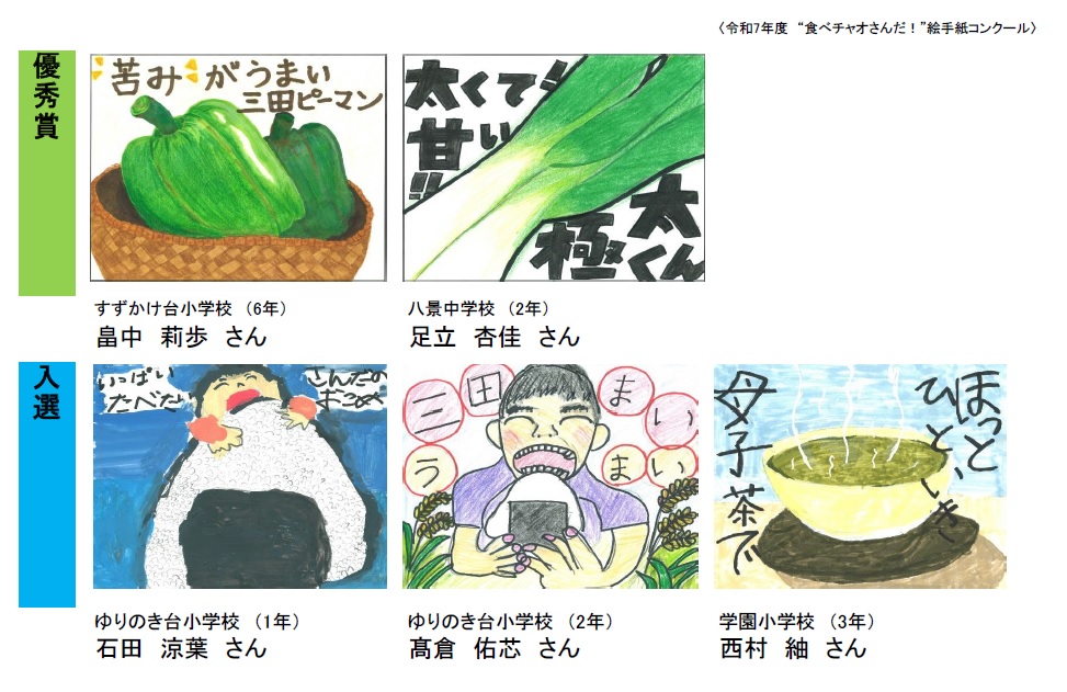 令和7年度食べチャオさんだ絵手紙コンクール受賞作品2