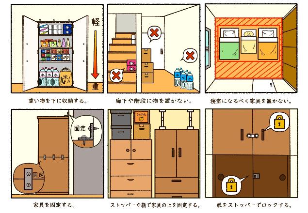家具転倒防止対策の例