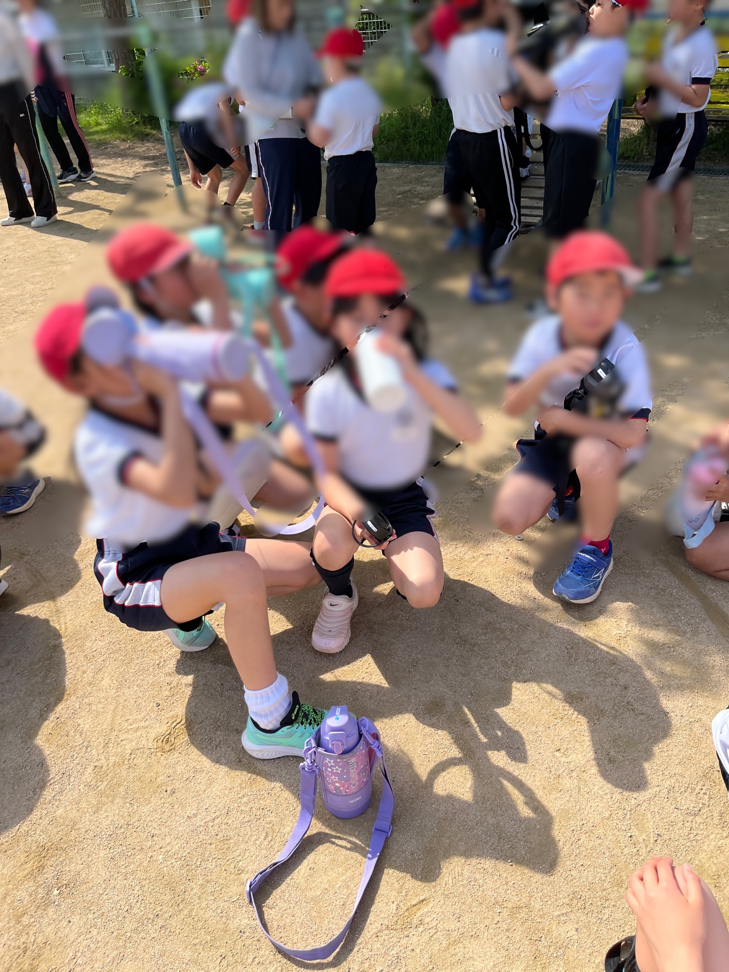 退場練習の後は、水分補給